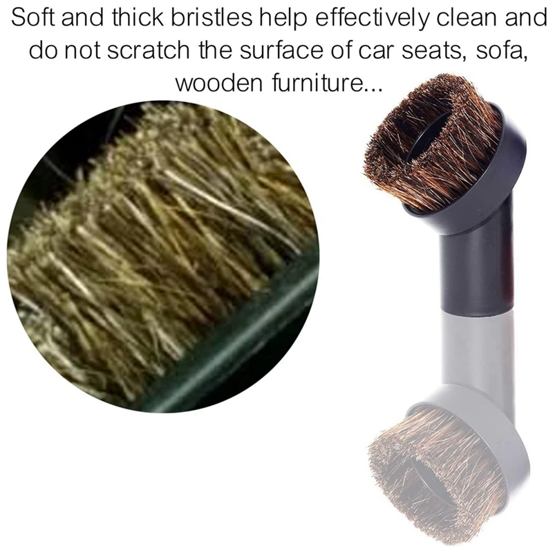 X17A 2025 NEW-2X Круглая насадка для пылесоса из конского волоса, совместимая с большинством пылесосов с 1 1/4 дюйма или 1 3/8 дюйма