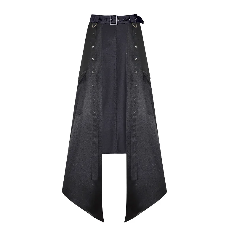 Men\'s Gothic Dark Textured Printed Stylish Kilt Decorated Which Is Detachable Leather Loop Party Club Men Skirts Pants