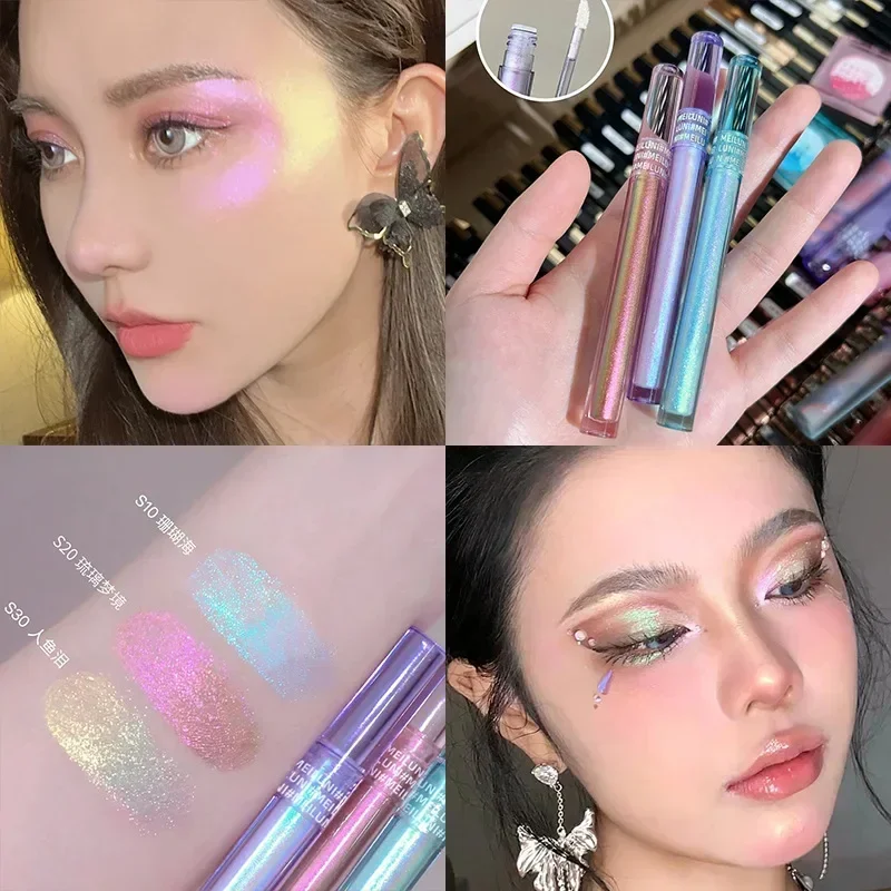 Multichrome Shimmer อายแชโดว์ Glitter Highlighter Liquid Eye Shadow Chameleon Eye แต่งหน้า High Gloss Pearl Shiny Eye Shadow