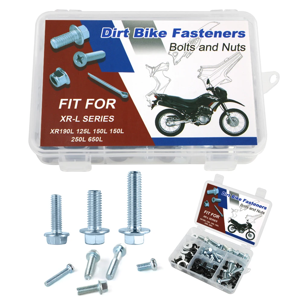 

Fit For Honda XR190L XR125L XR150L XR250L XR650L 1993-2024 70PCS Dirt Bike Plastics Frame Fenders Body Engine Bolts Kit Bodywork