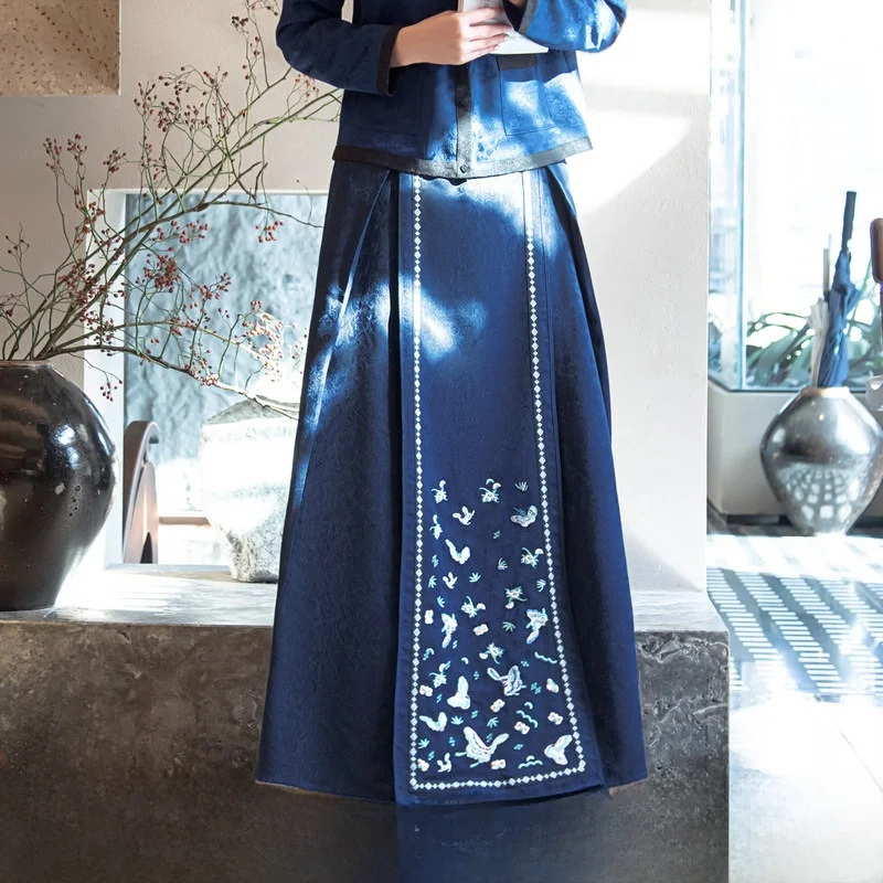 

Ele Embroidered High Waist Loose Women's Skirt A-Line Midi Skirt for Spring Summer New Arrival Faion Ladies Skirts