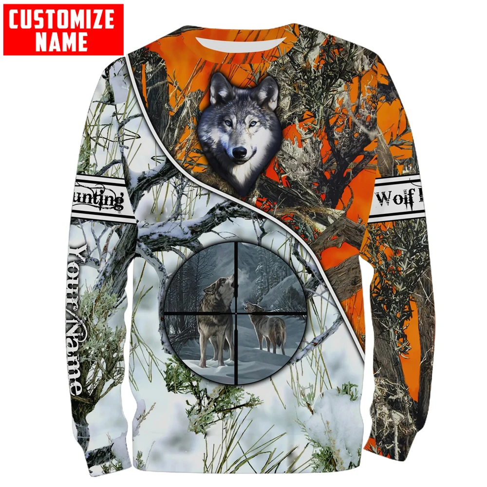 Predators wolf hunting camo Customize Name 3D All Over Printed Fashion Men's Hoodie Unisex Zip Hoodie Casual Tracksuits KJ973