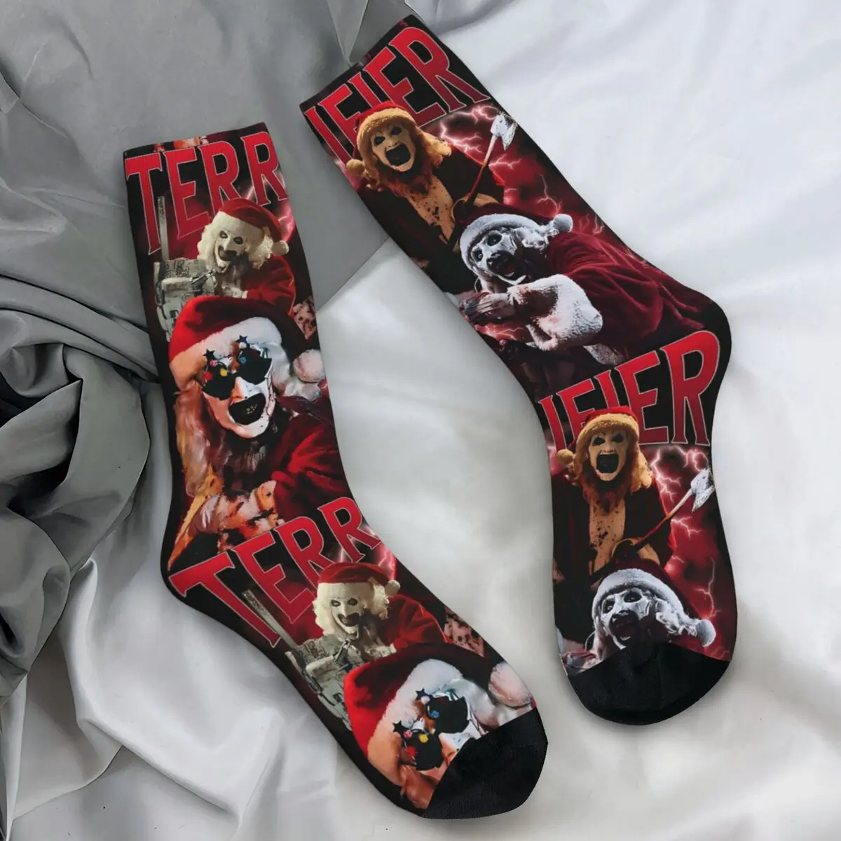 

Рождественские носки Art The Clowns Terrifier, забавные чулки, мужские теплые мягкие носки для скалолазания, зимние нескользящие носки на заказ