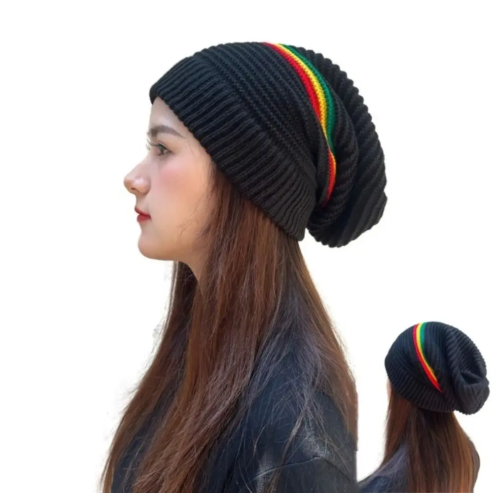 Beanies Pullover Weaving Reggae Hat Striped Color Casual Wear Jamaica Knitted Hat Warm Hip Hop Hat Skull Caps Winter Autumn
