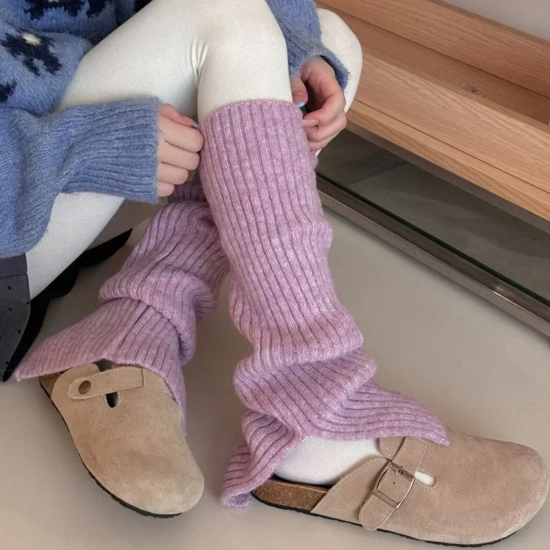 SP&CITY Winter Leg Protectors Knitted Stacked Socks Women's Thickned Warm Personalized Fork Socks Korean Fashion Breathable Sock