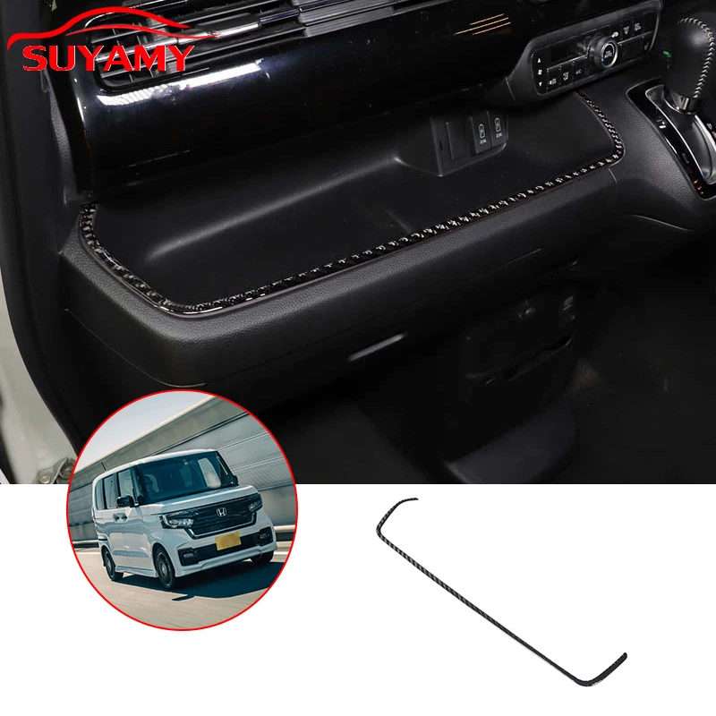 

Soft Carbon Fiber Co-Driver Storage Box Frame Trim Sticker For Honda N-Box JF3 JF4 2017-2021 Car Accessories