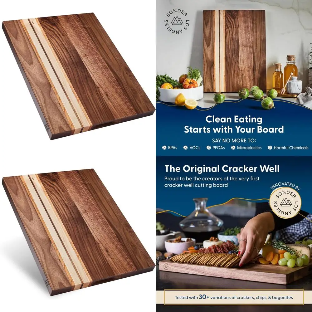 

Reversible Cherry/Maple/Walnut Charcuterie Board with Sorting Compartment, 17x13x1.1 in, Gift Boxed