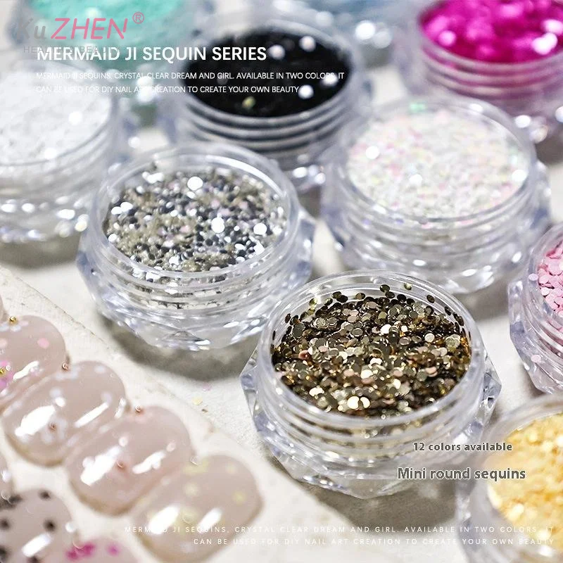 1jar 1 มม.มินิประกายเล็บ Glitter ประกายวงกลมตกแต่งเล็บเล็บ Salon Design อุปกรณ์เสริมน่ารัก DIY Nail Art Design