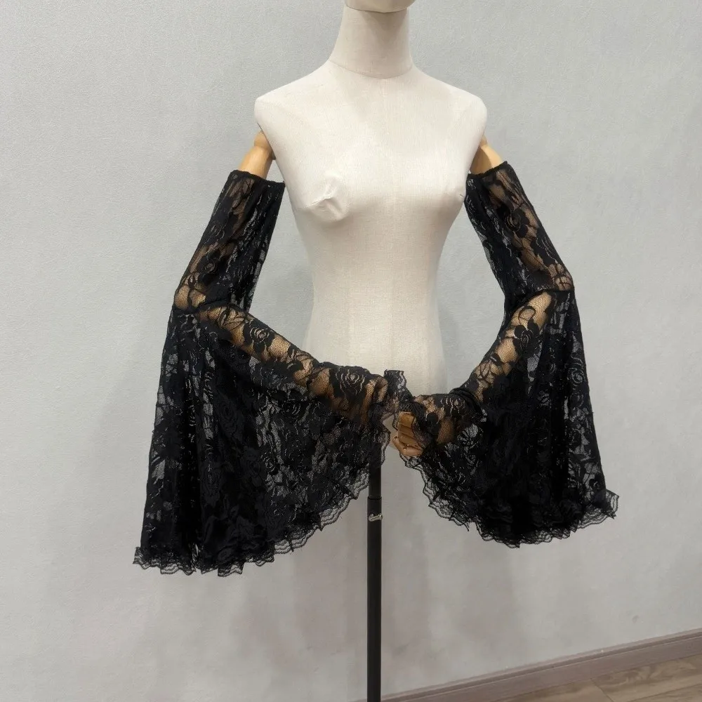 

Элегантные перчатки для невесты с длинными рукавами из тюля, дышащие, с кружевом, съемные, тонкие, прозрачные, для свадебной вечеринки