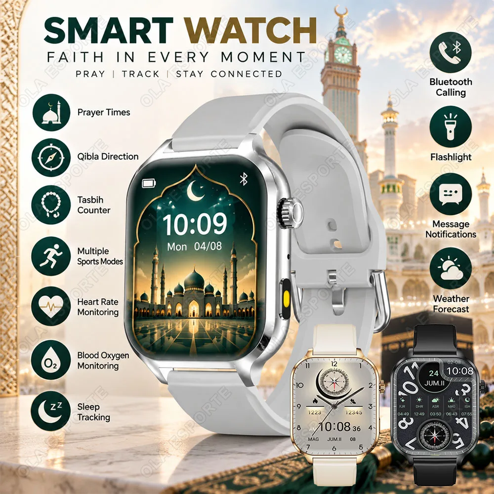 New Muslim Worship Smart Watch Rosary Bluetooth Call Notifier Heart Rate Health Monitoring Multiple Sports Modes Smartwatch H10