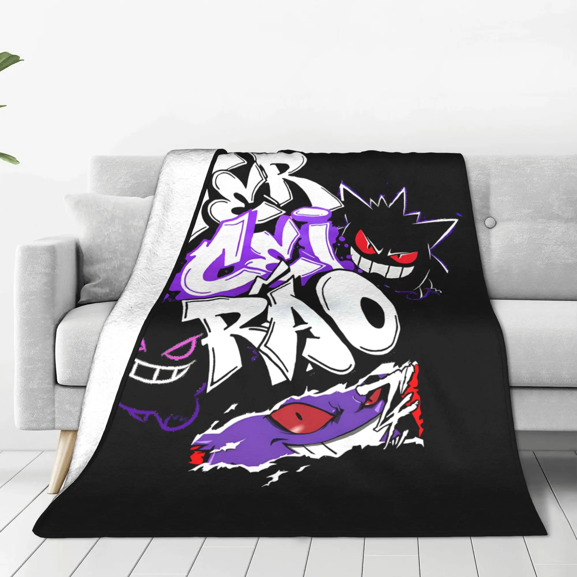 1PC Home Pokemons Blanket Throw Blanket Gengar Ghost Novelty Warm Blanket All Season Gift