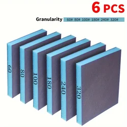 6PCS Sanding Sponge 60-320 Grit Washable and Reusable Wet Dry Sanding Blocks for Metal Wood Polishing Abrasive Tool 120*96*50mm