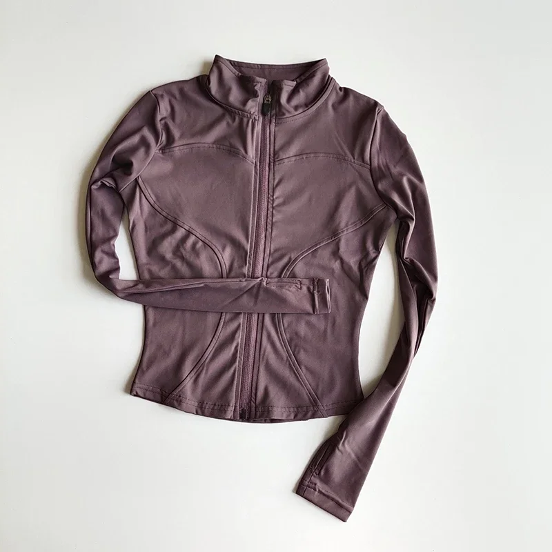 Sport-Langarmshirts, schmaler Yoga-Anzug, schnelltrocknende Jacke mit Reißverschluss, Cardigan mit Stehkragen, enganliegende Jacke, Lauf- und Fitnessjacke, Oberteil – Detail 14