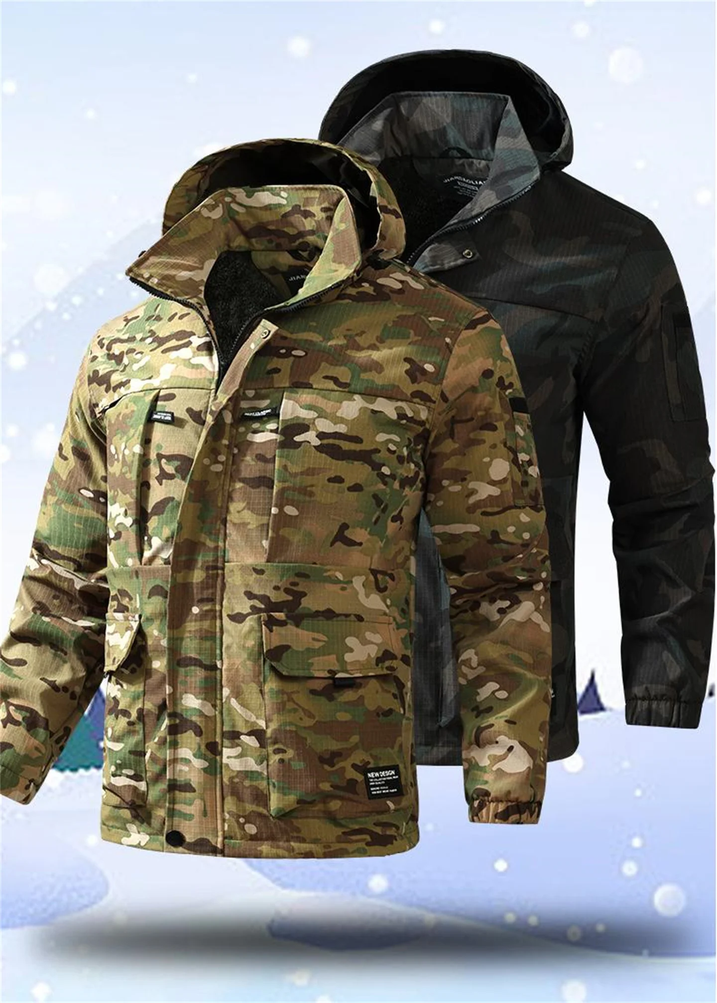 

Nanfang Cotton Jacket Men's New Style Plus Velvet Jacket Thick Warm Windproof Military Camouflage Windbreaker Outdoor