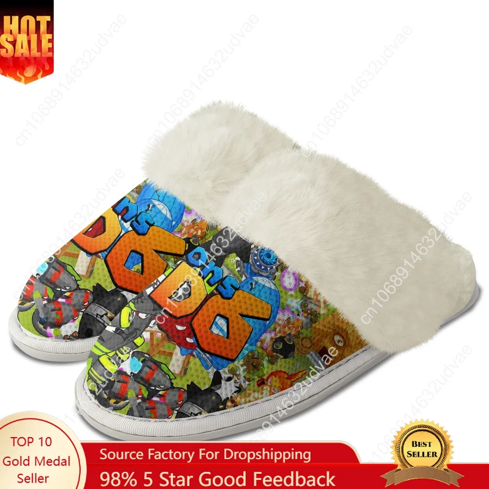 Pantofole in peluche Bloons TD6 per tenere al caldo le scarpe da uomo e da donna per la casa, in cotone, per camera da letto, pantofole termiche leggere personalizzate fai da te