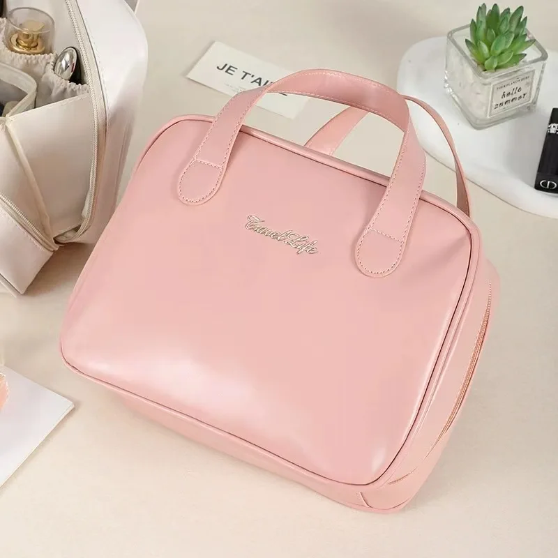 Nuova borsa cosmetica impermeabile in Pu borsa da viaggio di grande capacità Organizer da viaggio borsa da toilette portatile con cerniera per donna