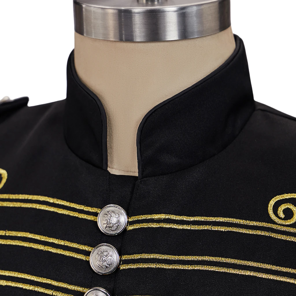 Mens Military Blazers Prince Vest Drummer Parade Punk Officer Fitted Sleeveless Jacket Medieval Steampunk Victorian Coat Cosplay