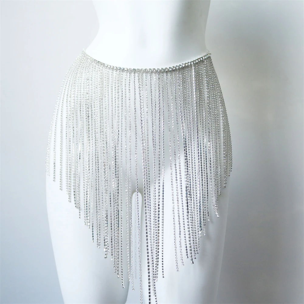 Atmosphere Shiny Multi layer Long tassel Body Chain Women\'s Ball Party Dance Skirt Body Chain Wearing Accessories