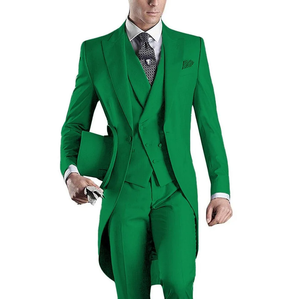 Męskie 3 kawałki garnitur dorywczo formalne Groomsmen biały bordowy Lapel smokingi na ślub (marynarka + spodnie + kamizelka)
