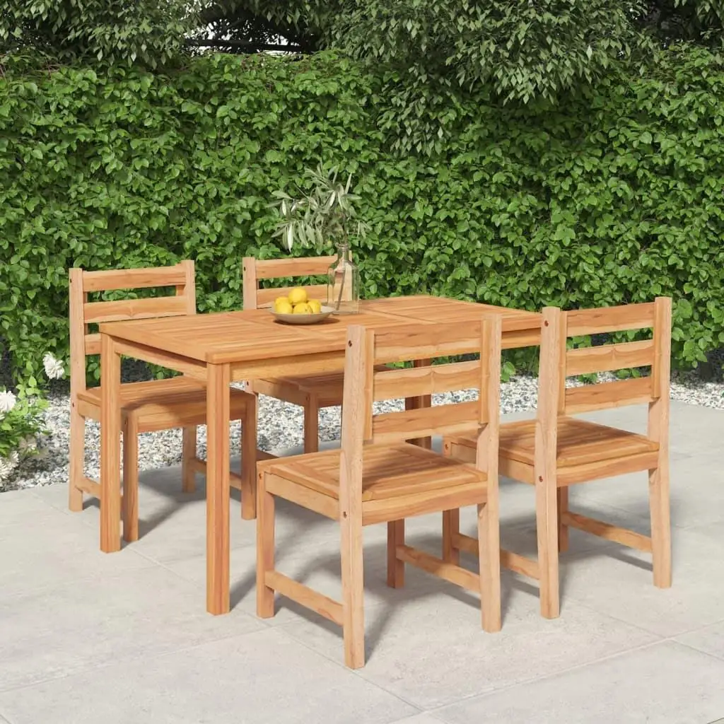 

Natural Solid Teak Wood 5 Piece Garden Dining Set Outdoor Furniture Patio Table and Chairs