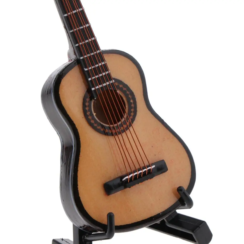

Wooden Miniature Musical Guitar Dollhouse Decor 1 12 Scale Music Box Accessory for Creative DIY Room