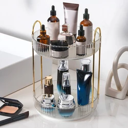 360 Degree Rotating Cosmetic Display Case Detachable Makeup Organizer Light Luxury Versatile for Dressing Table Washing Table