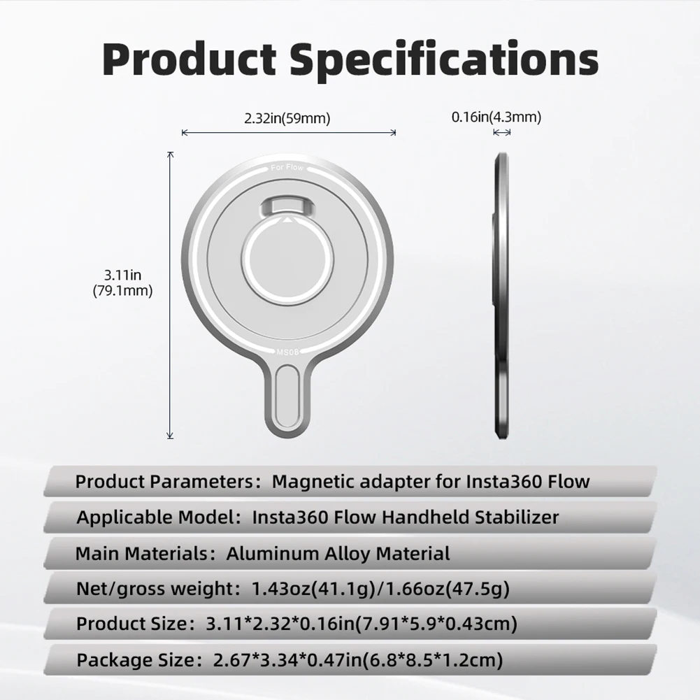 محول مغناطيسي محمول للهاتف الخلوي محول تركيب مغناطيسي عالمي لملحقات الكاميرا الرياضية Insta360 Flow