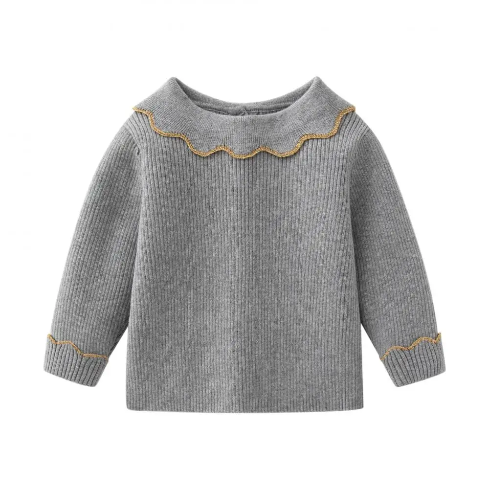 Newborn Baby Girls Knitted Sweatshirt Clothes for Autumn Winter Classic Solid Color Long Sleeve Cotton Kids Sweater Top Clothing