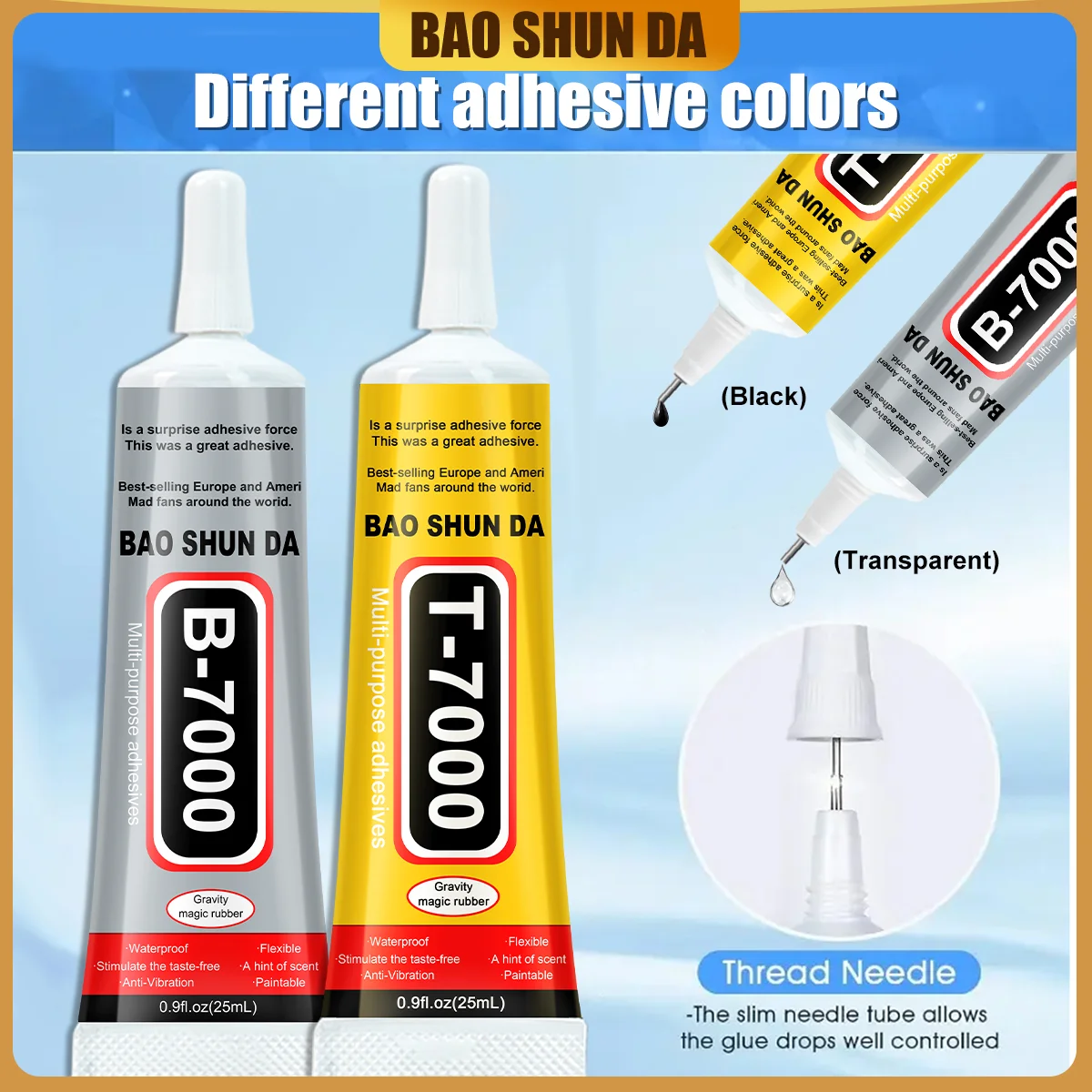Adesivo transparente B-7000 e T-7000 preto, 25 ml/50 ml/110 ml, joalharia artesanal, cola de resina impermeável de secagem rápida, cola para reparação de ecrãs de telemóveis, adesivo universal para joalharia DIY
