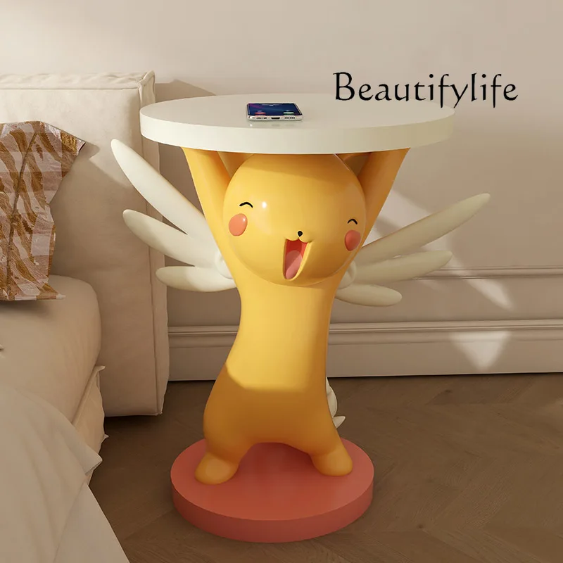 

High-end cartoon living room sofa side table removable coffee table floor bedside table ornament