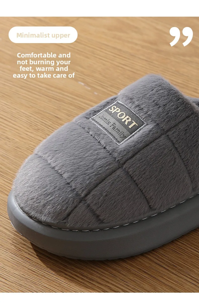 Breite Winterhausschuhe für Herren – dicke Sohle mit Cloud-Komfort, rutschfeste Plüsch-Hausschuhe für den Innenbereich, gemütliche, mit Fleece gefütterte Stiefeletten – Detail 4