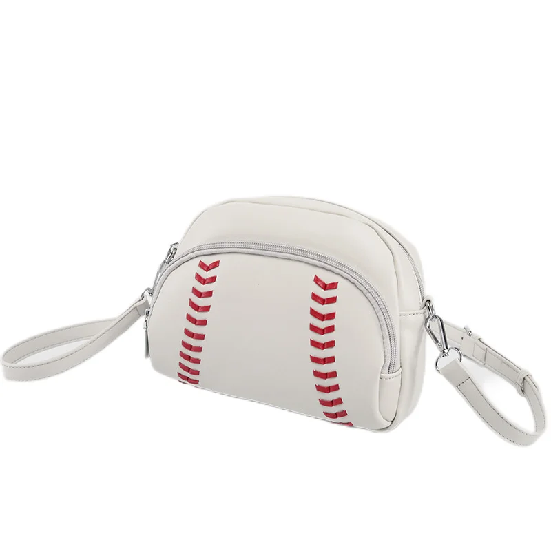 

2025 Women's Leather Retro Crossbody Bag Shoulder Bags Baseball Style Zipper Purse and Handbags