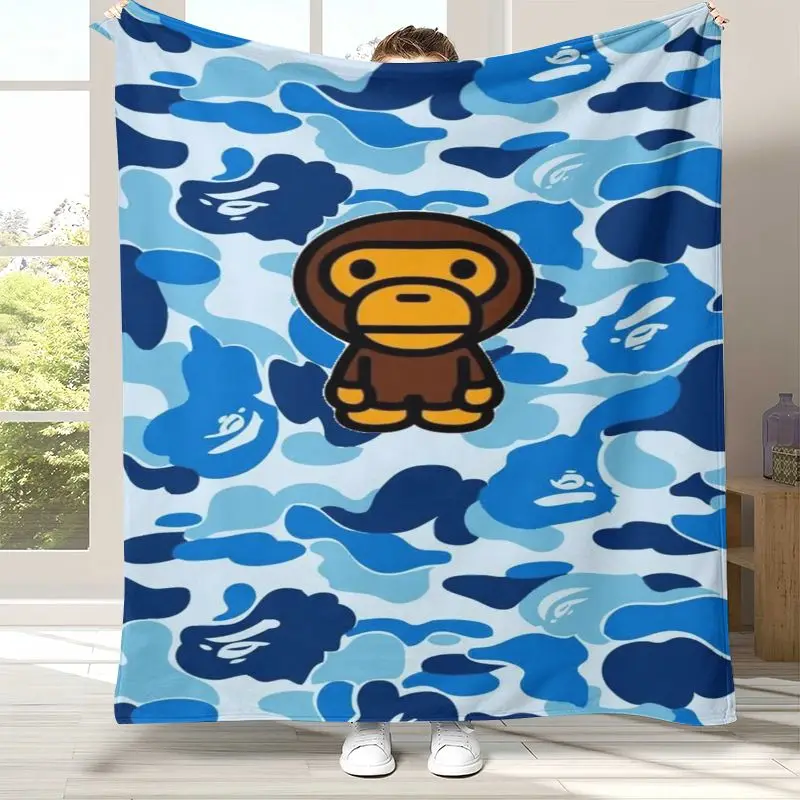Modern B-Bape Style Camo Graffiti Soft Flannel Throw Blanket,Cozy Blanket for Bed,Sofa,Living Room,Picnic,Camping,Home Decor