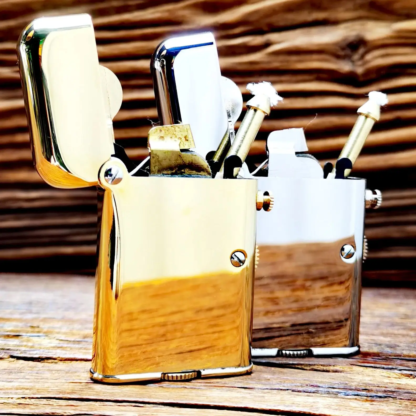 Vintage Fuel Oil Lighter Brass Chrome Plating Golden Cigarette Pipe  Collection Briquet Mechanical Lifting Isqueiro