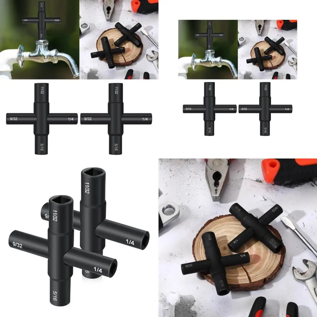 2x 4 Way Sillcock Heavy Duty Water Steel Water for Valves Faucet Spigots Hose Bib 1/4