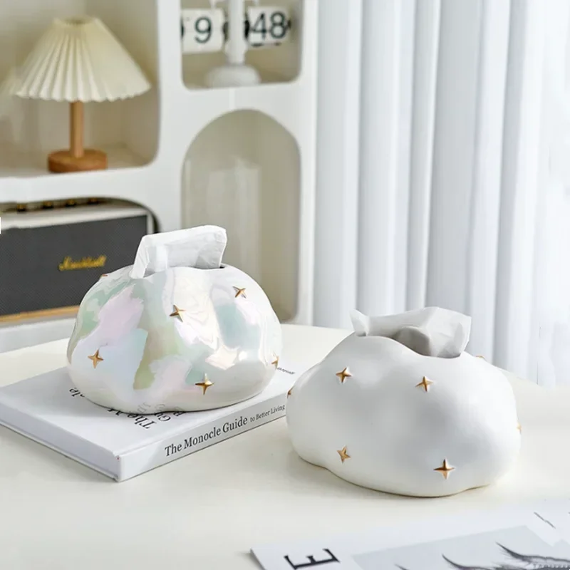 

Luxury Irregular Ceramic Tissue Box Home Living Room Desktop Accessories Office Decoration Interior Design Crafts Knickknacks