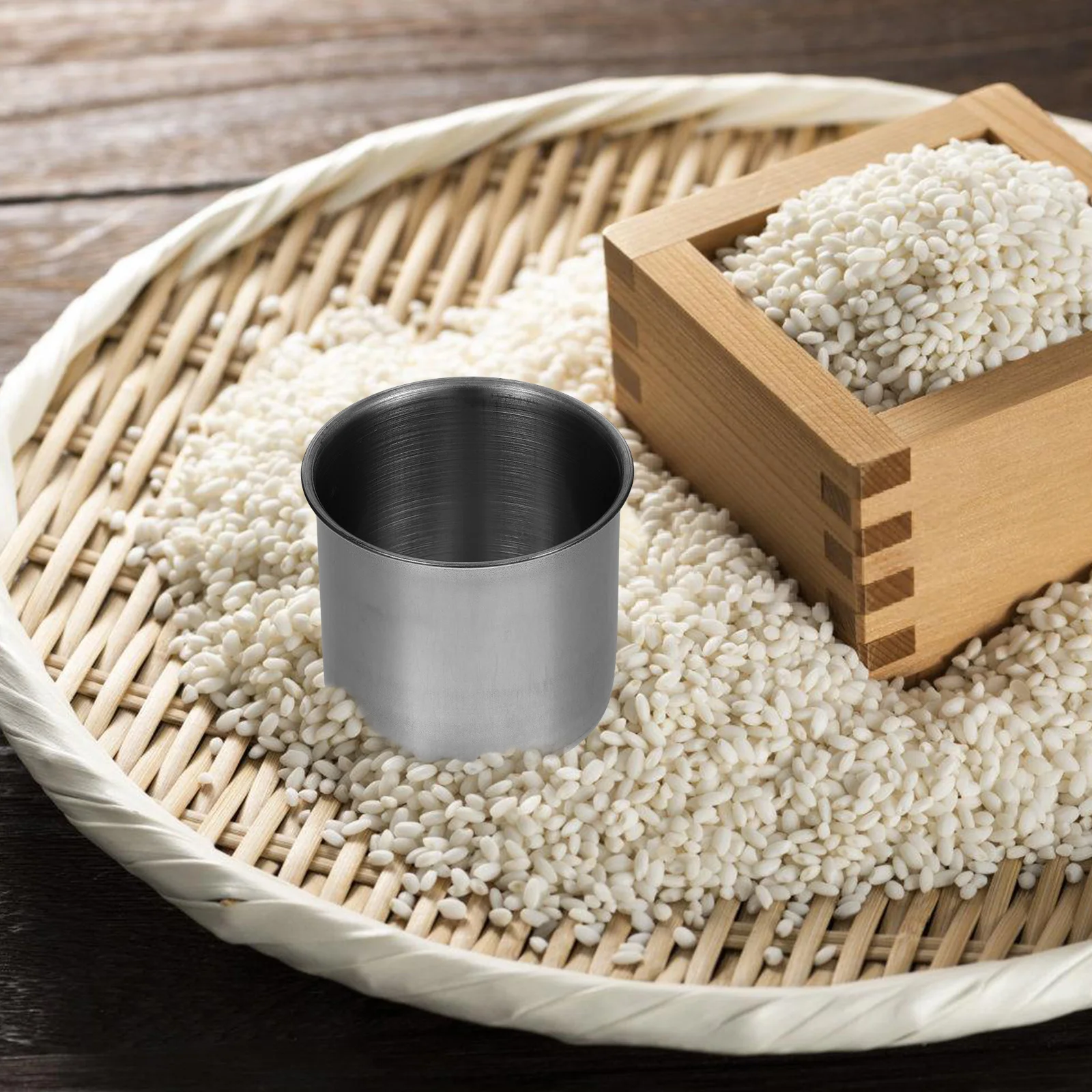 Stainless Steel Rice Cup Flour Container Kitchen Measuring Food Containers with Lids Cover Convenient Commercial Use