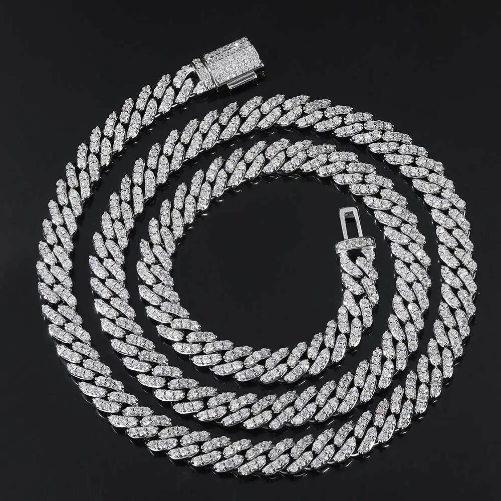 Rapper Chain Hip Hop 8mm Single Row Full Diamond Cuban Zircon Jewelry Premium Men