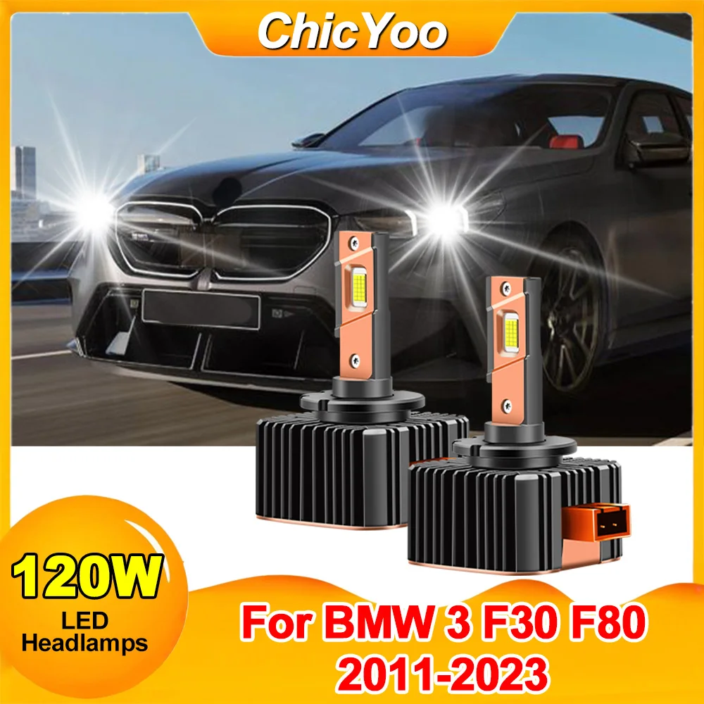 

2PCS Canbus LED Headlamps Bulbs 120W D1S Auto HID Xenon Lights 30000LM 6000K Super White Plug&Play For BMW 3 F30 F80 2011-2023