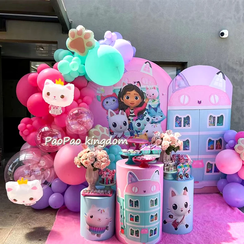Gabby DollHouse chats thème ballons guirlande arc Kit ballons enfants fête d'anniversaire décor bébé douche cadeaux