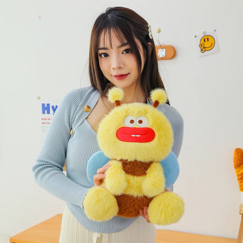 Kawaii peluche carino bambola di pezza per bambini compleanno regalo di Natale brutto carino salsiccia bocca ape peluche cuscino per il sonno premio arcade