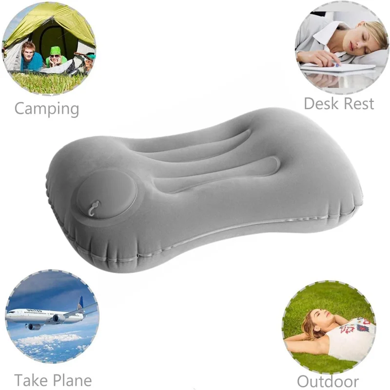 1 almohada inflable portátil, almohada para acampar, almohada para piscina. Puede proporcionar soporte para el cuello y la cintura. Equipo de camping.