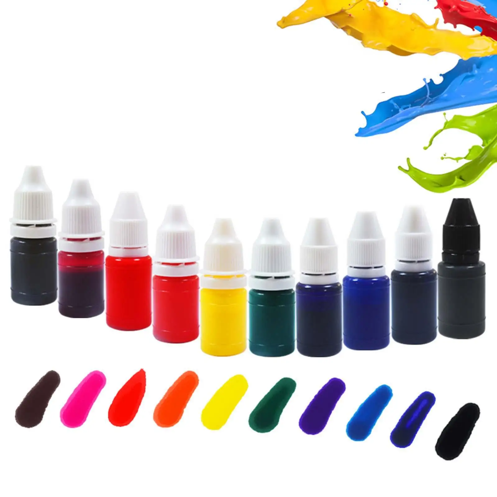 10Pcs 7ml Premium Stamp Refill  Flash Refill Ink, Orange, Green, Blue, Brown, Pink, Yellow, Purple, Black Color Wood