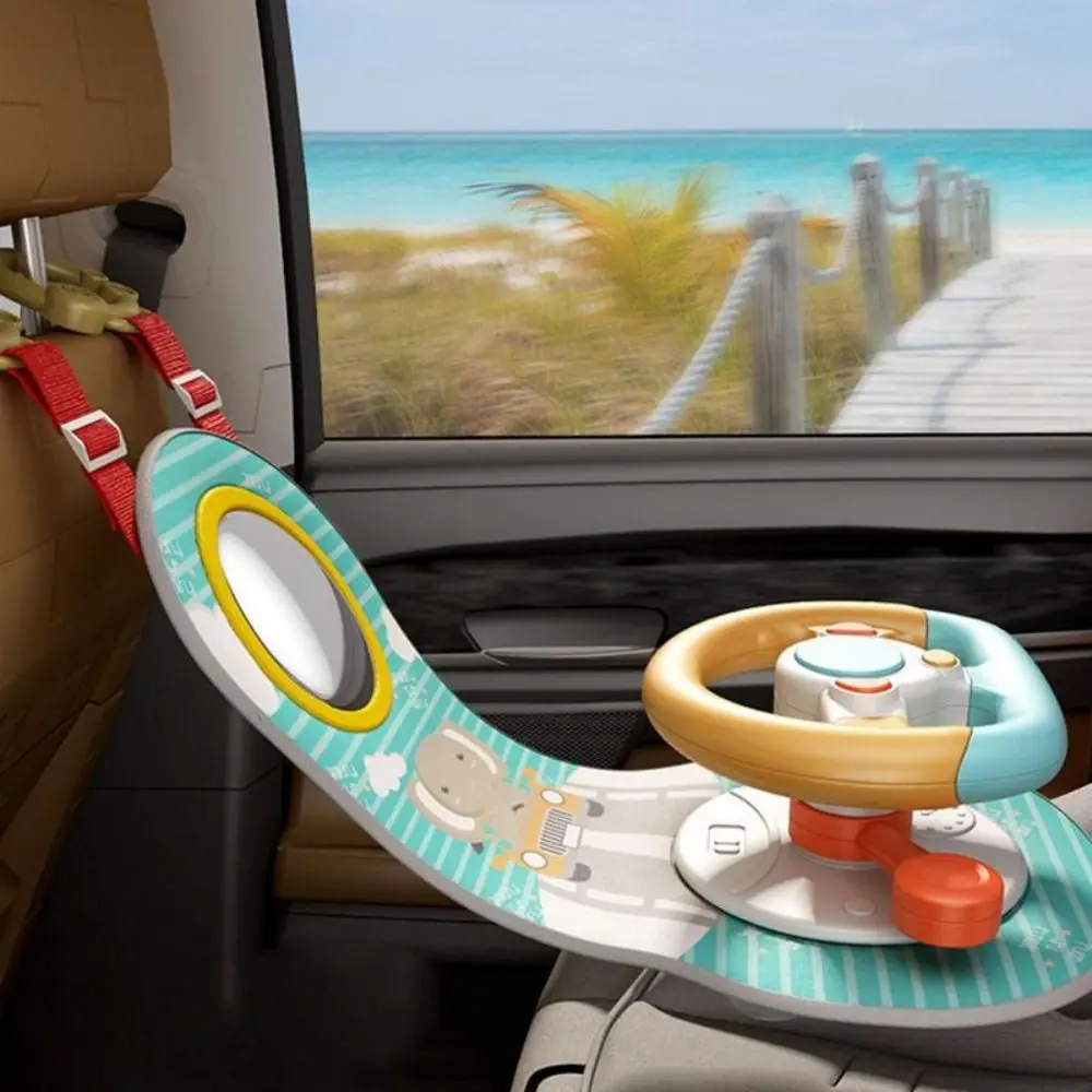 Steering Wheel Simulation Steering Wheel Car Seat Toy with Mirror 360 Degree Simulation Musical Steering Wheel Toy Plastics