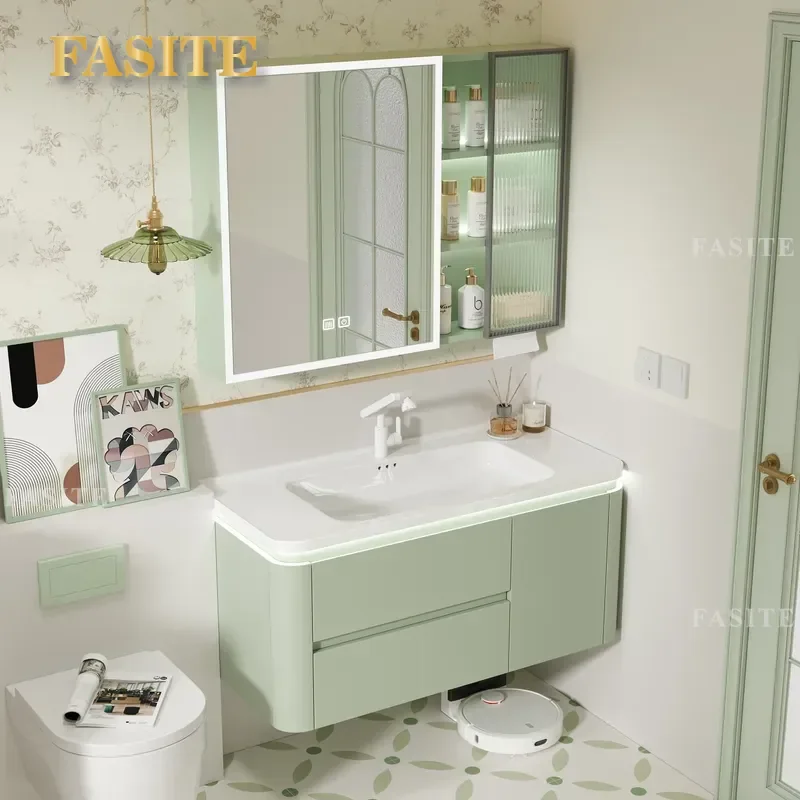 For Thickened Honeycomb Aluminum Bathroom Mirror Cabinet Arc Wall Mounted Smart Beauty Storage Home Feng Shui Locker