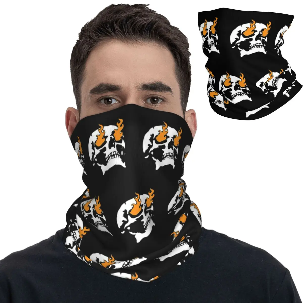 CAN YOU SEE Fire Skull Bandana Neck Cover Printed Mask Scarf Warm Headwear Outdoor Sports Unisex Adult All Season