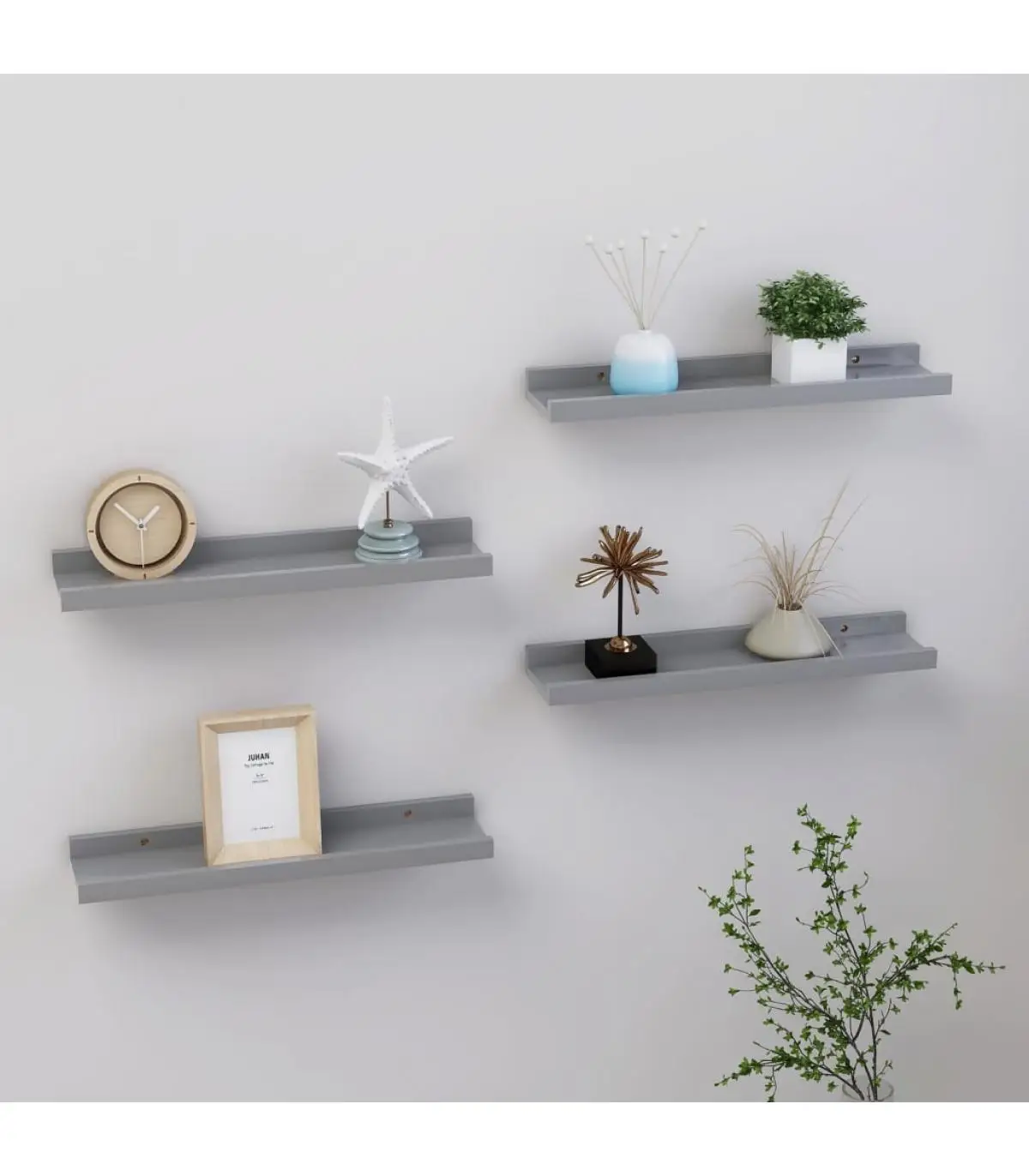 Shelves and shelves wall shelves 4 units Gray 40x9x3 cm