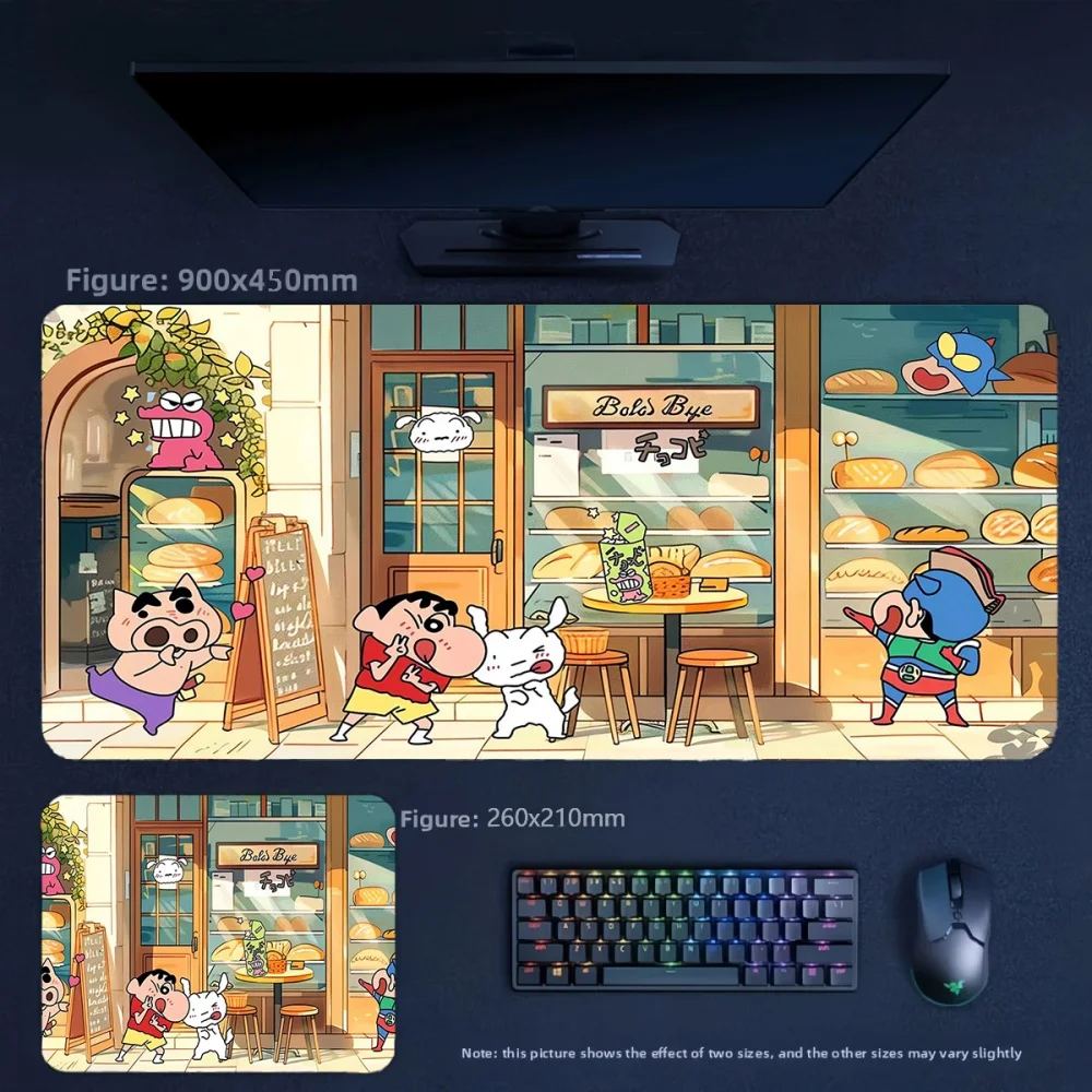 Office Girl High Value Printed Leather Table Mat Large Size Animation Crayon Shin Chan and His Friends Non-slip Leather Mousepad