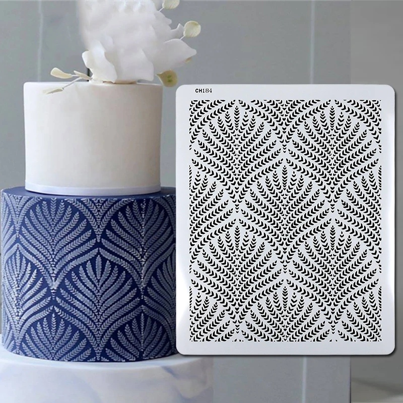 1Pcs Wedding Cake Stencil Template Wheat Spike Pattern Cake Decorating Fondant Lace Stencils for Wall Painting Tattoo Templates