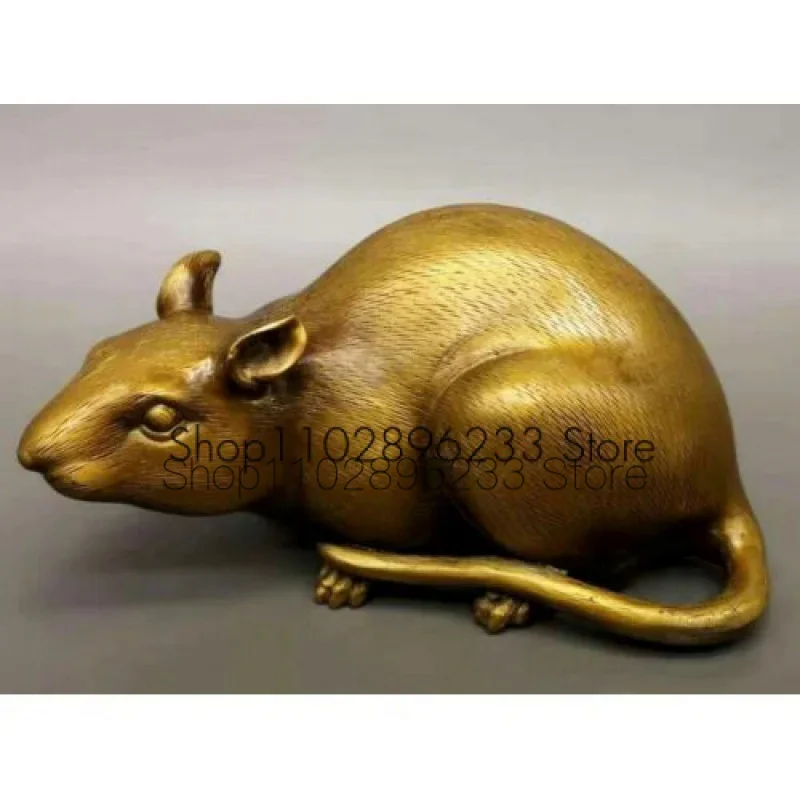 

Chinese Brass Rat Feng Shui Zodiac Statue Animal Mouse Figurine Table Decor